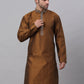 Men's Silk Blend Collar Embroidered Kurta only ( KO 664 Brown )