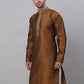 Men's Silk Blend Collar Embroidered Kurta only ( KO 664 Brown )