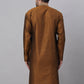 Men's Silk Blend Collar Embroidered Kurta only ( KO 664 Brown )