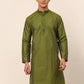 Men Olive Green Striped Pleated Chikankari Kurta Only ( KO 666 Olive )