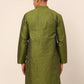 Men Olive Green Striped Pleated Chikankari Kurta Only ( KO 666 Olive )