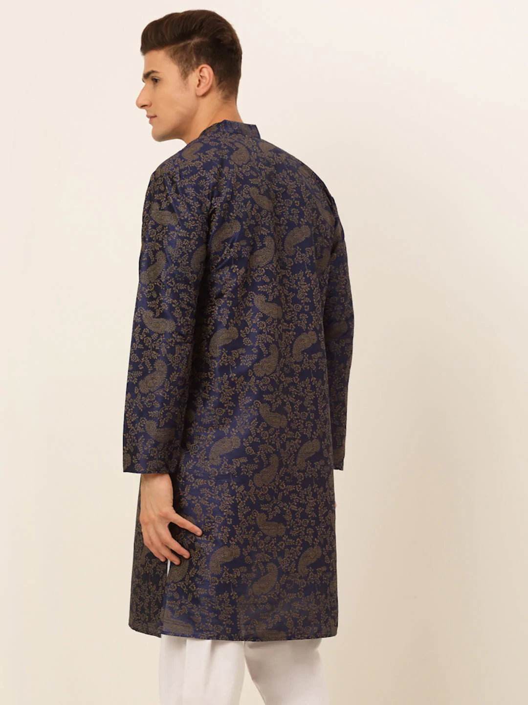 Men Navy Blue Paisley Printed Kurta Only ( KO 667 Navy )