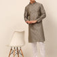 Men Grey Floral Printed Kurta Only ( KO 669 Grey )