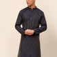 Men Navy Blue Floral Printed Kurta Only ( KO 669 Navy )