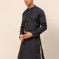 Men Navy Blue Floral Printed Kurta Only ( KO 669 Navy )
