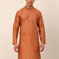 Men Peach Floral Printed Kurta Only ( KO 669 Peach )
