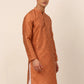 Men Peach Floral Printed Kurta Only ( KO 669 Peach )