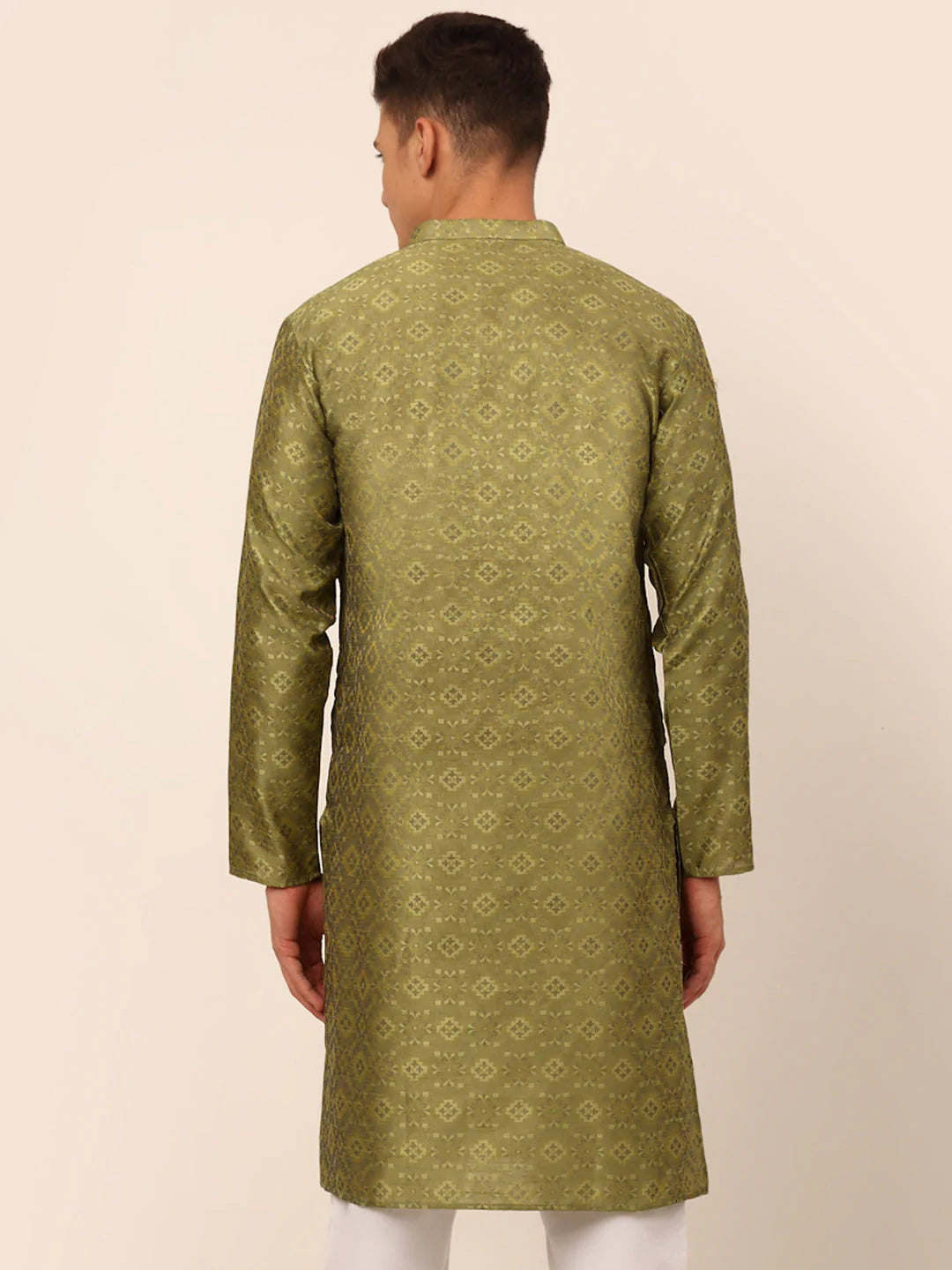 Men Pista Green Floral Printed Kurta Only ( KO 669 Pista )