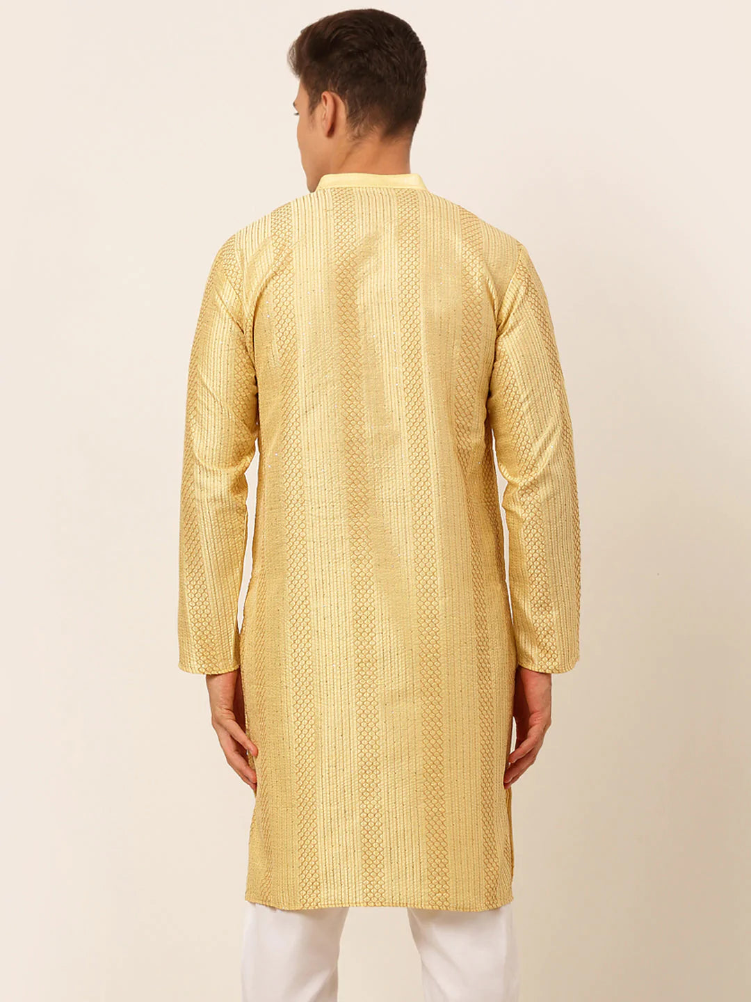 Jompers Men's Golden Embroiderd Kurta Only ( KO 671 Golden )