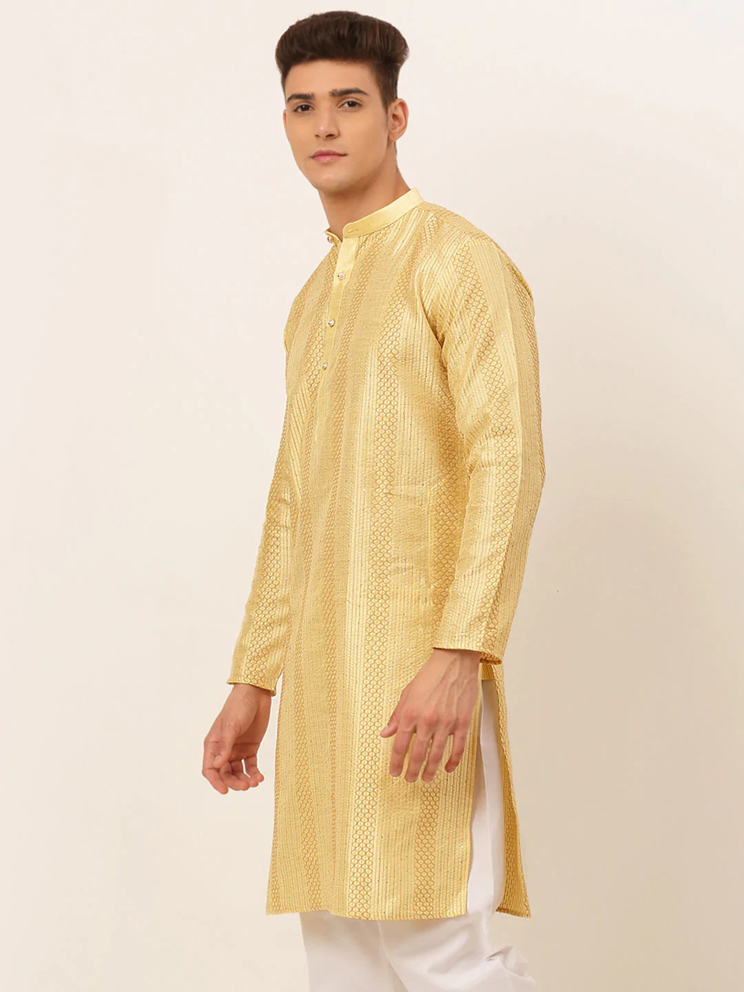 Jompers Men's Golden Embroiderd Kurta Only ( KO 671 Golden )