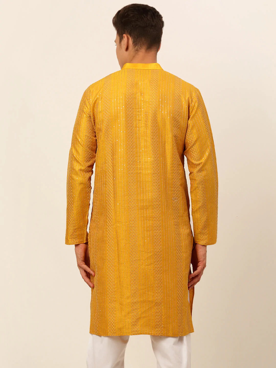 Jompers Men's Mustard Embroiderd Kurta Only ( KO 671 Mustard )