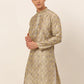 Jompers Men's Beige Collar Embroidered Woven Design Kurta Pajama ( KO 672 Beige )