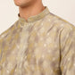 Jompers Men's Beige Collar Embroidered Woven Design Kurta Pajama ( KO 672 Beige )