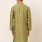 Jompers Men's Green Collar Embroidered Woven Design Kurta Pajama ( KO 672 Green )