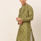 Jompers Men's Green Collar Embroidered Woven Design Kurta Pajama ( KO 672 Green )