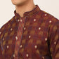 Jompers Men's Maroon Collar Embroidered Woven Design Kurta Pajama ( KO 672 Maroon )