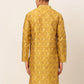 Jompers Men's Mustard Collar Embroidered Woven Design Kurta Pajama ( KO 672 Mustard )