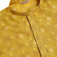 Jompers Men's Mustard Collar Embroidered Woven Design Kurta Pajama ( KO 672 Mustard )