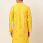 Jompers Men Mustard Yellow Embroidered Sequinned Kurta Only ( KO 673 Mustard )