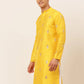 Jompers Men Mustard Yellow Embroidered Sequinned Kurta Only ( KO 673 Mustard )