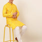 Jompers Men Mustard Yellow Embroidered Sequinned Kurta Only ( KO 673 Mustard )