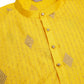 Jompers Men Mustard Yellow Embroidered Sequinned Kurta Only ( KO 673 Mustard )