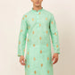 Jompers Men Sky Blue Embroidered Sequinned Kurta Only ( KO 673 Sky )