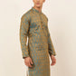 Jompers Men's Blue and Golden Woven Design Kurta Only ( KO 674 Blue )