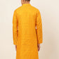 Jompers Men's Mustard and Golden Woven Design Kurta Only ( KO 674 Mustard )