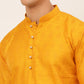 Jompers Men's Mustard and Golden Woven Design Kurta Only ( KO 674 Mustard )