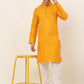 Jompers Men's Mustard and Golden Woven Design Kurta Only ( KO 674 Mustard )