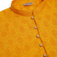 Jompers Men's Mustard and Golden Woven Design Kurta Only ( KO 674 Mustard )