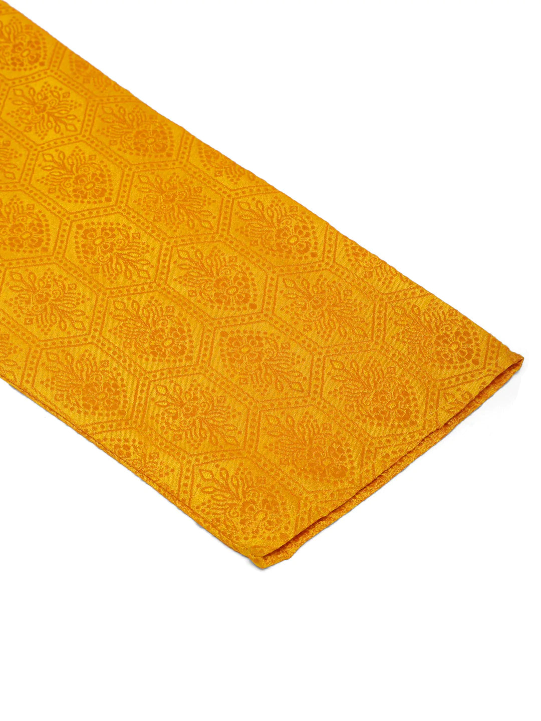 Jompers Men's Mustard and Golden Woven Design Kurta Only ( KO 674 Mustard )