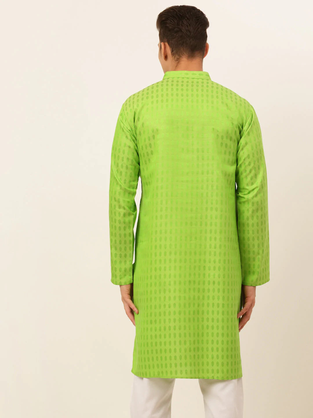 Jompers Men's Green Woven Design Kurta Only ( KO 675 Green )