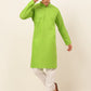 Jompers Men's Green Woven Design Kurta Only ( KO 675 Green )