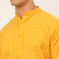 Jompers Men's Mustard Woven Design Kurta Only ( KO 675 Mustard )