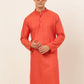 Jompers Men's Red Woven Design Kurta Only ( KO 675 Red )