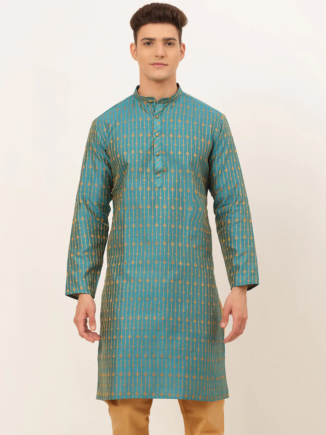 Jompers Men's Blue Embroidered Kurta Only ( KO 676 Blue )