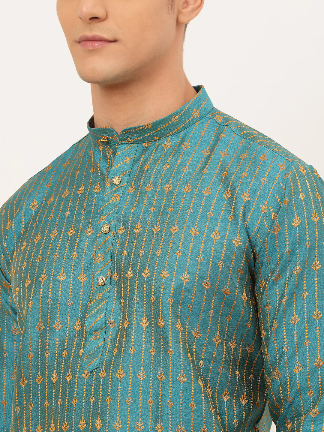Jompers Men's Blue Embroidered Kurta Only ( KO 676 Blue )