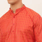 Jompers Men's Red Woven Design Kurta Only ( KO 675 Red )