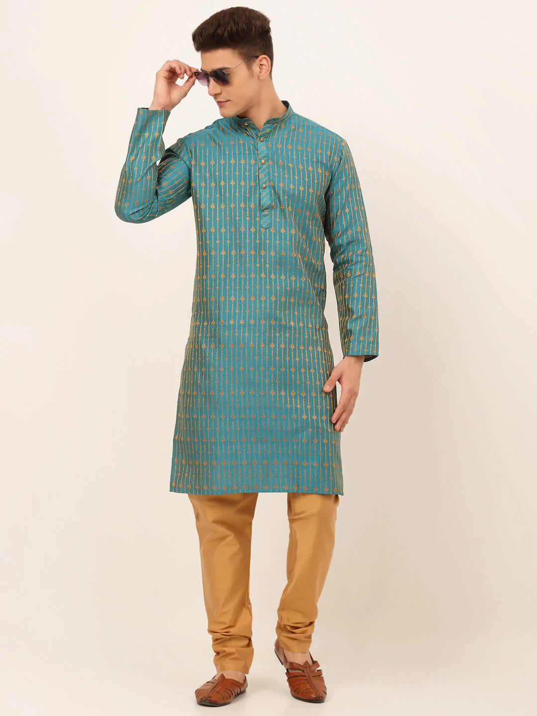 Jompers Men's Blue Embroidered Kurta Only ( KO 676 Blue )
