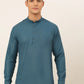 Jompers Men's Teal Blue Solid Cotton Short Kurta ( KO 677 Teal )