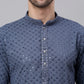 Men Grey Chikankari Embroidered and Sequence Kurta Only ( KO 678 Grey )
