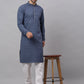 Men Grey Chikankari Embroidered and Sequence Kurta Only ( KO 678 Grey )