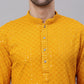 Men Mustard Chikankari Embroidered and Sequence Kurta Only ( KO 678 Mustard )