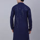 Men Navy Blue Chikankari Embroidered and Sequence Kurta Only ( KO 678 Navy )