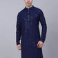 Men Navy Blue Chikankari Embroidered and Sequence Kurta Only ( KO 678 Navy )