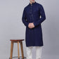 Men Navy Blue Chikankari Embroidered and Sequence Kurta Only ( KO 678 Navy )