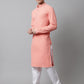 Men Peach Chikankari Embroidered and Sequence Kurtas ( KO 678Peach )