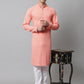 Men Peach Chikankari Embroidered and Sequence Kurtas ( KO 678Peach )